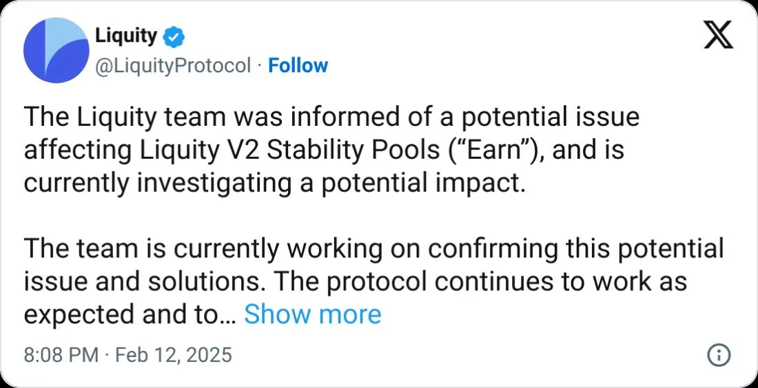 Liquity v2 sees $17M outflows amid stability pool warning