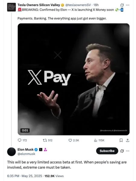 Musk confirms X Money beta testing ahead of planned 2025 launch
