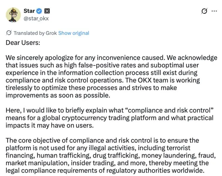 OKX CEO apologizes after ‘false positives’ lock users out of accounts