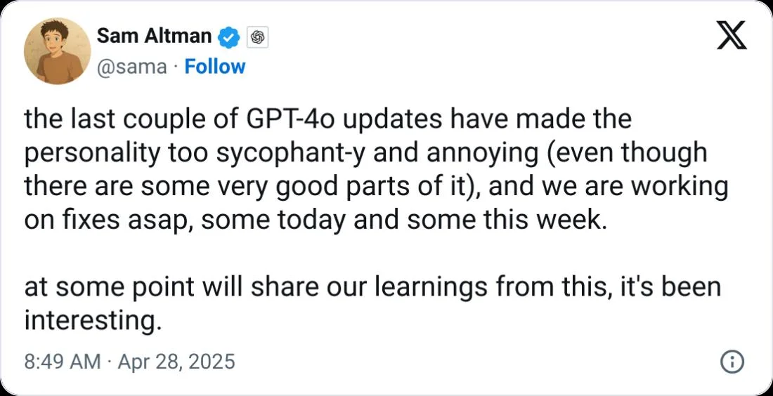 OpenAI ignored experts when it released overly agreeable ChatGPT