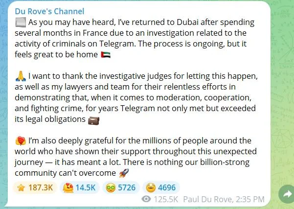 Pavel Durov in Dubai: Telegram ‘exceeded’ its legal obligations