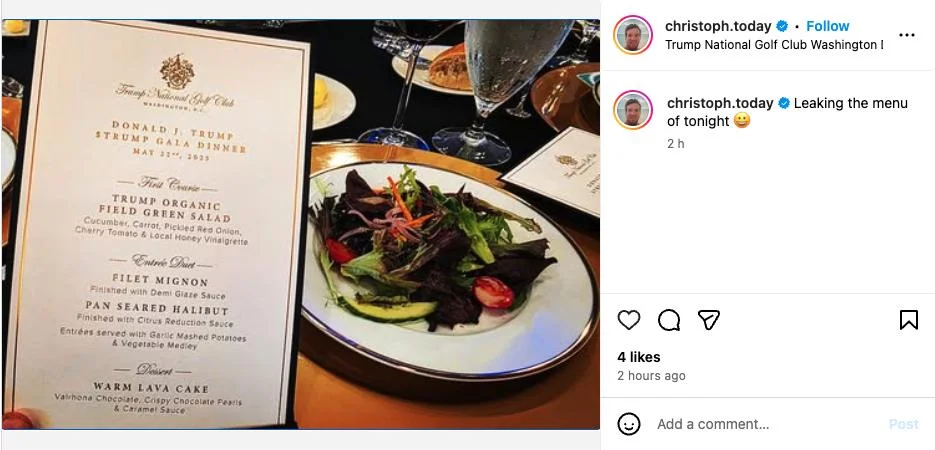 Pictures give glimpse inside Trump’s memecoin holder dinner