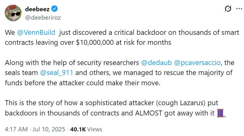 Researchers foil $10M DeFi backdoor in thousands of smart contracts