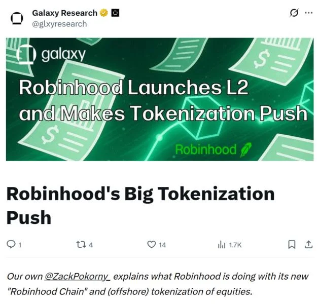 Robinhood’s 24/7 tokenization push threatens NYSE revenues: Galaxy Digital
