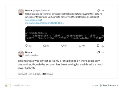 $330K Bitcoin block win: How one solo miner outsmarted the odds  - zero, one, Crypto, miner, block, solo, second, six, Cointelegraph, bitcoin