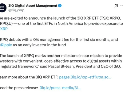 3iQ launches XRP ETF on Toronto Stock Exchange with Ripple as investor - xrp, solana, launch, Crypto, Cointelegraph, bitcoin, tsx, etf