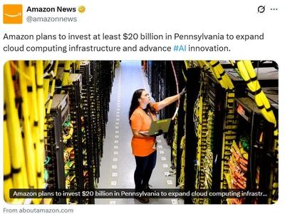 Amazon doubles down on AI with $20B Pennsylvania investment - Crypto, one, data, three, meta, hpc, ai, america, bitcoin, Cointelegraph