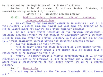 Arizona Senate moves forward with Bitcoin reserve legislation - donald trump, alpha, Crypto, bitcoin, one, Cointelegraph, senate, fideum