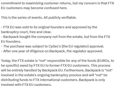 Backpack Exchange and FTX clash over FTX EU ownership - Cointelegraph, ftx, Crypto