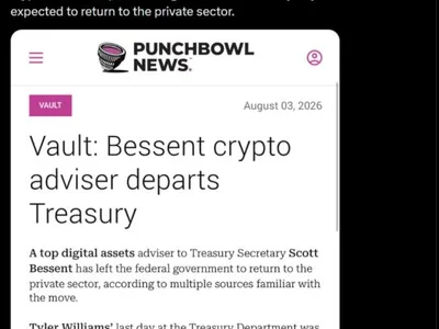 Bessent’s top crypto adviser Tyler Williams exits US Treasury: Report