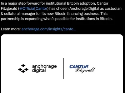 Cantor Fitzgerald taps Anchorage Digital, Copper as Bitcoin custodians - Crypto, bitcoin, tether, eth, Cointelegraph