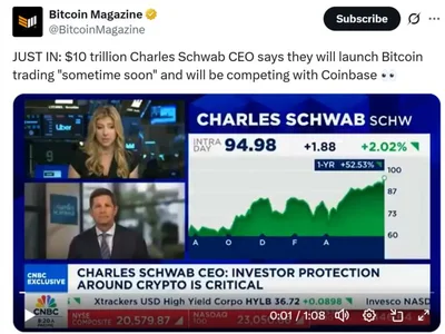 Charles Schwab plans to launch Bitcoin, Ether spot trading, CEO says - solana, crypto, bitcoin, may, Crypto, Cointelegraph, etp, ftx, occ, xrp