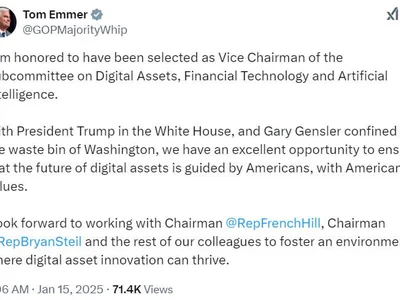 Crypto advocate Tom Emmer named vice chair of crypto and AI subcommittee - ai, america, trump, crypto, artificial intelligence, house, Cointelegraph, senate, Crypto, donald trump