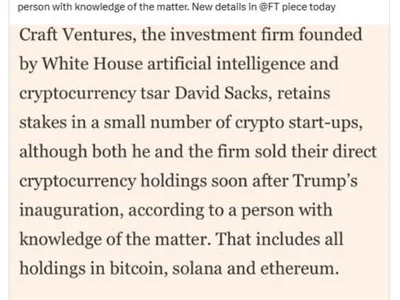 Crypto tsar David Sacks confirms he doesn’t hold any crypto - solana, reddit, Crypto, four, crypto, Cointelegraph, eth, meta, donald trump, trump