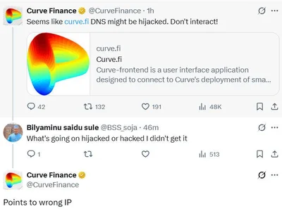 Curve Finance warns its DNS has been hijacked again - dapp, hoc, Cointelegraph, second, Crypto, tron