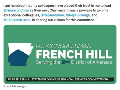 French Hill to chair House Financial Services Committee in 2025 - Cointelegraph, trump, senate, Crypto, may, house, crypto