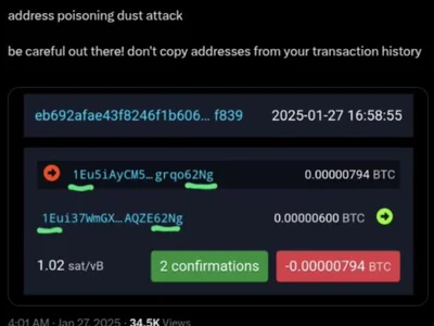Jameson Lopp sounds alarm on Bitcoin address poisoning attacks - bitcoin, Crypto, Cointelegraph