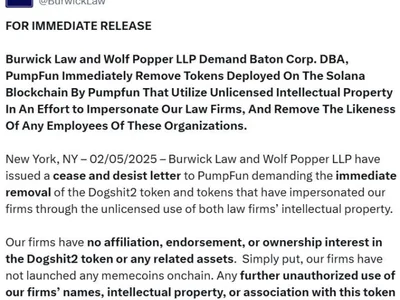 Law firm demands Pump.fun remove over 200 memecoins using its IP - one, trump, pump, fun, solana, Cointelegraph, Crypto, law