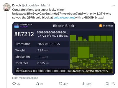 Lone Bitcoin miner wins block using tiny, cheap rig — ‘1 in a million chance’ - block, Cointelegraph, bitcoin, solo, one, miner, Crypto, million