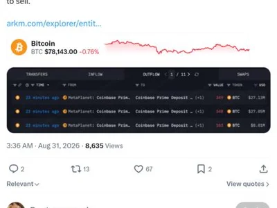 Metaplanet moves 4,800 BTC worth $377M to Coinbase
