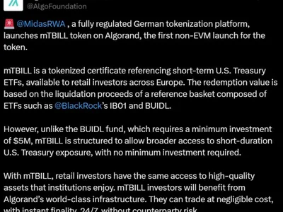 Midas launches tokenized T-Bill on Algorand - Cointelegraph, money, solana, mtbill, base, algorand, usdc, Crypto, onchain
