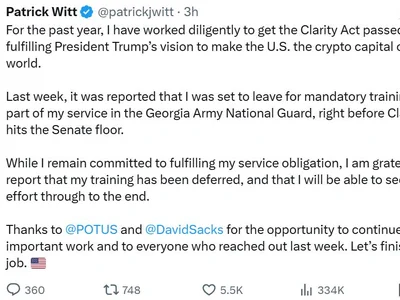 Patrick Witt defers military training as CLARITY heads to Senate
