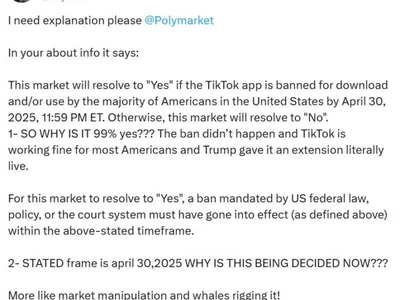 Polymarket faces backlash over TikTok ban prediction resolution - donald trump, Crypto, ethereum, uma, ban, Cointelegraph