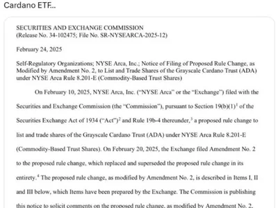 SEC acknowledges filing for Grayscale’s spot Cardano ETF - xrp, crypto, Cointelegraph, etf, sec, cardano, ibit, donald trump, dogecoin, ada, Crypto