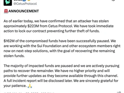 Sui validators freeze majority of stolen funds in $220M Cetus hack - sui, million, dex, Crypto, one, cetus, Cointelegraph, ethereum, eth