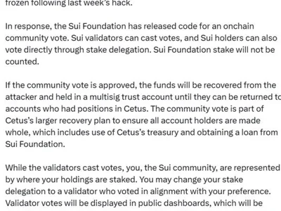 Sui validators vote on $162M Cetus recovery plan to restore user funds - sui, Crypto, cetus, one, Cointelegraph