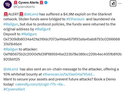 zkLend loses $4.9M in Starknet exploit, offers bounty to hacker - worth, gtm, Crypto, million, Cointelegraph, zklend, wrapped bitcoin, eth, 2024, railgun, starknet, crypto