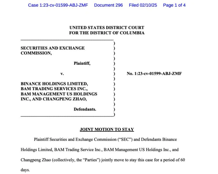 SEC and Binance seek 60-day pause in crypto case