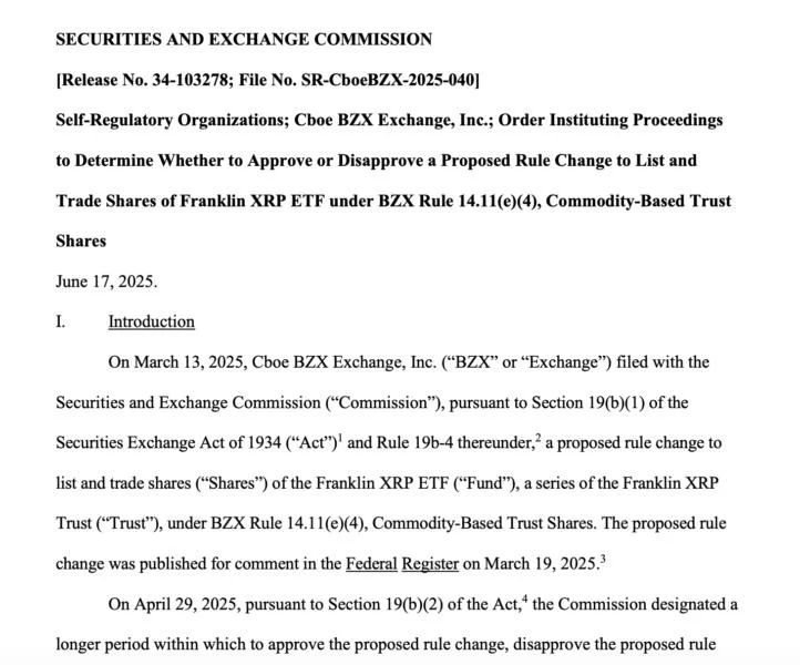SEC opens Franklin Templeton XRP, SOL ETF proposals to comments