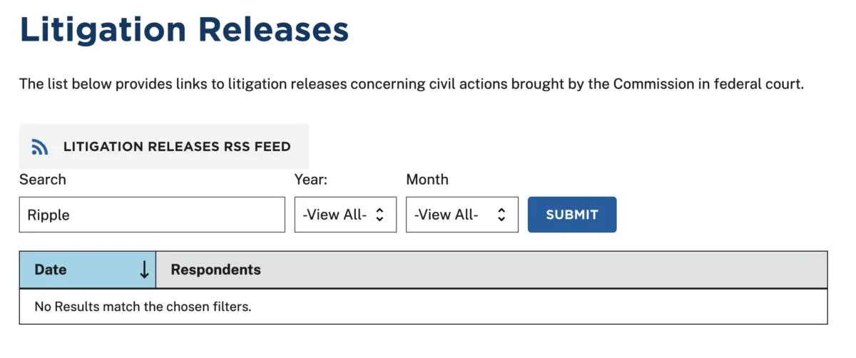 SEC Removes the Ripple Lawsuit From Its Website