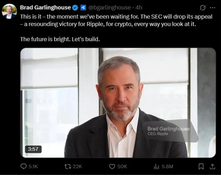 SEC’s XRP reversal a ‘victory for the industry’: Ripple CEO