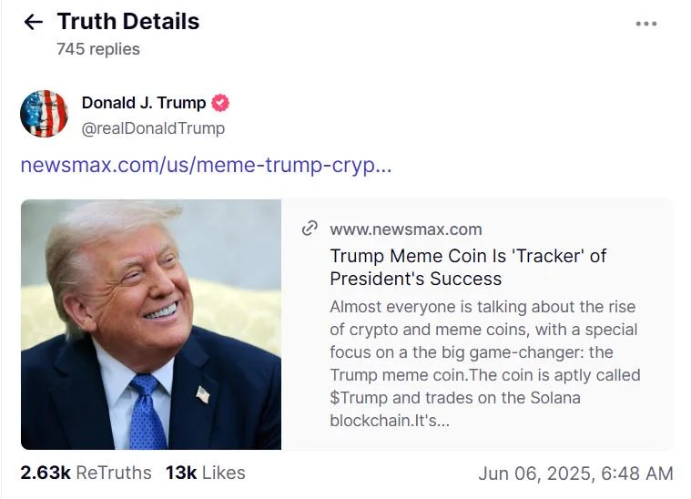 Trump touts memecoin as sentiment gauge as $520M unlock nears