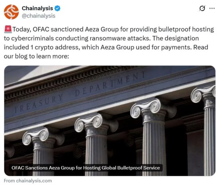 US sanctions crypto wallet tied to ransomware, infostealer host