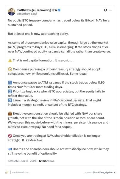 VanEck warns: Why Bitcoin treasury companies could face capital erosion