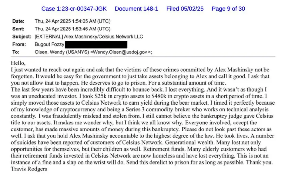 What do crypto users want to happen to Alex Mashinsky?