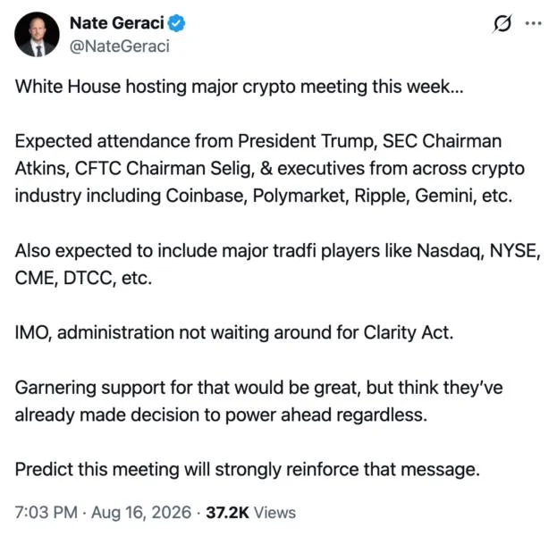 White House Set To Host Coinbase, Ripple And Wall Street Executives This Week As Crypto Policy Takes Centrestage